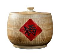ZIGTUEI Home Ceramic Rice Bucket, Ceramic Rice Container with Lid, Ceramic Rice Cylinder, Ceramic Rice Jar, Airtight Food Storage Containers, for Beans Corns Wheat(29x27cm/11.4x10.6in)