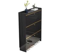 ZIGTUEI Shoe Storage Cabinet, Freestanding Hidden Slim Narrow Shoe Rack Cabinet, Tall Narrow Shoe Rack, Space-Saving Corner Shoe Organizer, for Entryway, Hallway(Black,50x17cm/19.7x6.7in)
