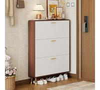 ZIGTUEI Shoe Storage Cabinet with 3 Flip Drawers, Farmhouse Shoe Organizer, Narrow Shoe Rack, Narrow Shoe Organizer Rack for Entryway,Front Door,Foyer,Hallway(White,80x17cm/31.5x6.7in)