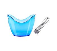 ZIGUIhsou-11 8 Liter Acrylic Ice Bucket with Ice Tongs, Plastic Tub Oval Storage Bucket Ice Buckets for 2 Wine or Champagne Bottles Ice Bucket Beverage Tub(Blue)