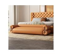 ZIGUIhsou-11 Bed Bench Bed End Stool Bedroom Genuine Leather Long Bedside Stool Sofa Stool Modern Simple Living Room Small Sofa(Orange,Medium)