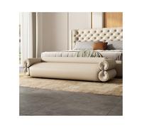 ZIGUIhsou-11 Bed Bench Bed End Stool Bedroom Genuine Leather Long Bedside Stool Sofa Stool Modern Simple Living Room Small Sofa(Off-white,Medium)