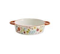 ZIGUIhsou-11 Ceramic Baking Dish Double-ear Ceramic Baking Tray Pastoral Style Cheese Baked Rice Tray Microwave Oven Bowl Large Casserole Dish Porcelain