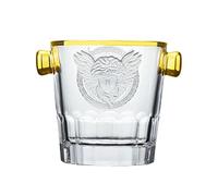 ZIGUIhsou-11 Clear Crystal Glass Ice Bucket with Handles, Clear Wine Bucket Round Beverage Tub, Luxurious Beer Bottle Drink Cooler Large Champagne Chiller Bin for Party, Bar, Home Beverage Tub