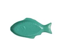 ZIGUIhsou-11 deep Plate Irregular Fish Shape Ceramic Plate Rectangular Steamed Dinner Family Dining for Hotel Restaurant(Green)