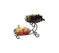 ZIGUIhsou-11 Fruit Basket 2 Tier Fruit Basket Bowl Light Luxury Multi-layer Plate Shelf(Black)