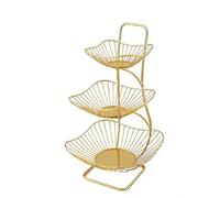 ZIGUIhsou-11 Fruit Basket 3-Tier 2 Tier Fruit Basket Metal Plate Vegetable Bowl Holder Storage Stand Organizer Black(Gold)