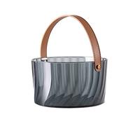 ZIGUIhsou-11 Grey Acrylic Ice Bucket with Brown Leather Handle 3 Liter Modern Luxurious Large Ice Buckets Portable Comfortable Carry Handle- Great for Home Bar, Chilling Beer Champagne Beverage Tub