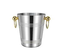 ZIGUIhsou-11 Ice Bucket, Polished Stainless Steel Metal Bucket With Golden Carry Handles, Wine Bucket Chiller, Beverage Tub for Parities, Picnics, Camping, Outdoor Bar Use, Silver Beverage Tub(Small)