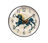 ZIGUIhsou-11 Wall Clock Simple Circular Wall Clock 25cm/30cm/35cm Creative Horse Pattern Art Decoration Bedroom Silent(12inch)