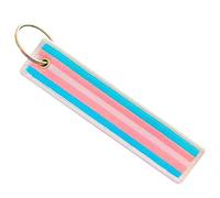 Zigvert LGBT Bisexual Lesbian Rainbow Non-Binary Transgender Flag Keychain, Transgender, Medium