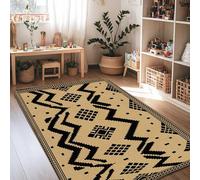 Zigzag Area Rug, Bohemian Modern Grid Diamond None Beige Low Pile Sponge Home Floor Rectangle Print Carpet Rugs for Living Room Bedroom New Home Dining Decor 4' X 6'