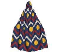 Zigzag Geometric Pattern Adult Witch Hooded Cape, Halloween Costume Hooded Cloak