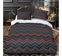 zigzag pattern 3D Pattern Duvet Cover 3pcs Microfibre Breathable Kids Decor modern geometric design Comforter Cover 2 Matching Pillowcases Zipper Closure Bedding Kids & Girls Double（200x200cm）