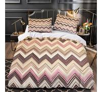 zigzag pattern 3D Pattern Quilt Cover 3pcs Microfibre Anti-Fade Zip Closure modern geometric design Duvet Cover 2 Pillowcases Breathable Easy Care Bedding Boys Girls Room Super king（260x220cm）