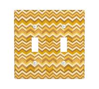 Zigzag Pattern Double Light Switch Cover Plate, Modern Contemporary Zigzag Waves Fall Yellow Plastic Standard Size Switch Plate Decorative for Home Living Room New Apartment Decor