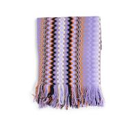 Zigzag Pattern Knit Scarf with Fringe- Multicolor Scarves Missoni Multi One Size