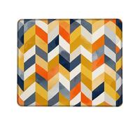 Zigzag Pattern Small Mouse Pad, Modern Contemporary Cater-Cornered Geometric Fall Orange Square Rubber Smooth Portable Travel Mousepad Idea for Home Office Desk Laptop Gamers Gift Square 8x10 Inch