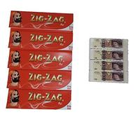 Zigzag Red Rolling Papers [5 Packs] with Money Tips Roaches [4 Booklets]