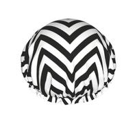 ZigZag Stripe Print Shower Cap Bath Caps Elastic Reusable Shower Hair Cap Double Layers Hair Cap
