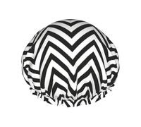 ZigZag Stripe Print Shower Caps,Double Layers water-resistanted Hair Cap with Elastic and Reusable