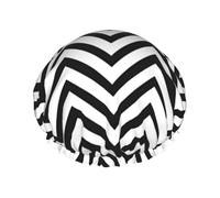 ZigZag Stripe Printed Large Shower Cap, Double Layer Hair Protector For Facial Care, Reusable Hair Wrap