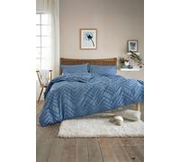 Zigzag Tufted Microfibre Soft & Stylish Duvet Cover Set Deyongs Blue Double