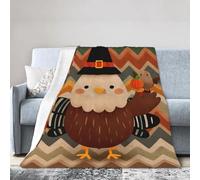 Zigzag Turkey Throw Blanket 127 x 152 CM Vintage Fall Fleece Blankets for Couch Bed Picnic Soft Cozy Lightweight All Season Use