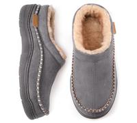 Zigzagger Men's Moccasin Slippers Indoor/Outdoor Fluffy House Shoes Memory Foam Slip On for Men, Dark Grey, 12/13 UK