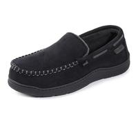 Zigzagger Men's Slippers Moccasin Memory Foam House Shoes Cozy Anti-Skid Slip On House Slippers for Men Soft Indoor/Outdoor,Cool Black,10 UK