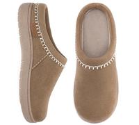 Zigzagger Women 's Moccasin Slip-On Slippers, Comfy Microsuede House Shoes Indoor Outdoor with Memory Foam, Oat Straw, 7-8