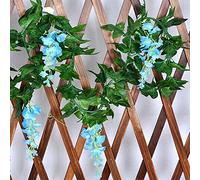 ZIHANJIAU 4.6M Artificial wisteria flower garland flowers vine beautiful vine wedding party decoration(2pcs) (blue)