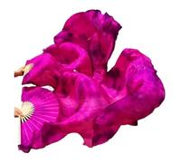 ZIHDKE 1 Pair Classic Real Silk Belly Dance Fans Ribs Fan Veil Preformance Show Props for Dance Performance(Color 1,S-120x90cm)