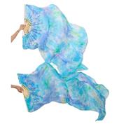 ZIHDKE 1 Pair Classic Real Silk Belly Dance Fans Ribs Fan Veil Preformance Show Props for Dance Performance(Color 2,L-180x90cm)
