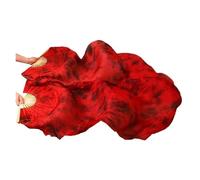 ZIHDKE 1 Pair Classic Real Silk Belly Dance Fans Ribs Fan Veil Preformance Show Props for Dance Performance(Color 3,L-180x90cm)