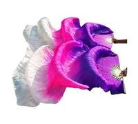 ZIHDKE 1 Pair Real Silk Belly Dance Fan Veils Gradient Color Dancer Performance Show Props for Dance Performance(Color 3,180x90cm)