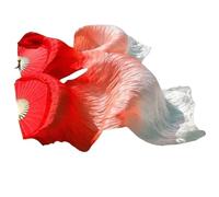 ZIHDKE 1 Pair Real Silk Belly Dance Fan Veils Gradient Color Dancer Performance Show Props for Dance Performance(Color 2,180x90cm)