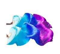 ZIHDKE 1 Pair Silk Belly Dance Veil Fans Classic Size Ribs Performance Props for Dance Performance(Color 3,2XL 280x90cm)