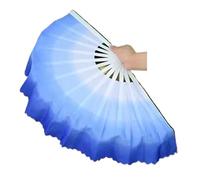 ZIHDKE 1PAIR Heavy Fan Belly Dance Double-leaf Plastic Handle Adults for Dance Performance(SKY BLUE,2pcs right hand)