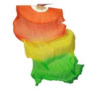 ZIHDKE Mixed Belly Dancing Real Silk Fan Veils Dyed Color Long Dancing Fans 180cm Lenglth Dance Performance for Dance Performance(Color 2,1Pair)