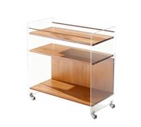 Zihpil 3-Tier Solid Wood Open Storage Shelf, Acrylic Side Table | Multi-Functional Mobile Shelves Shelf, Modern Coffee Table For Offices, Studies, Kitchens and Makeup Rooms,Brown,50 * 36 * 70cm