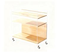 Zihpil 3-Tier Solid Wood Open Storage Shelf, Acrylic Side Table | Multi-Functional Mobile Shelves Shelf, Modern Coffee Table For Offices, Studies, Kitchens and Makeup Rooms,Natural Wood,50*36*70cm
