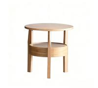 Zihpil Round Coffee Table with Hidden Drawer I End Table with Storage, Living Small Bedside Table, Brown Small End Table Lounge Dining Table by Bay Window for Living Room Bedroom Study