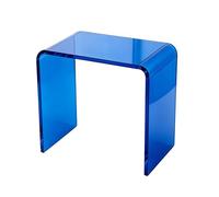 Zihpil U Shape Acrylic End Table, 15mm Thicken Coffee Table with Rounded Edges, Modern Clear Shoe Changing Stool, Waterproof Shower Stool for Bathroom Kitchen Bedroom(Blue,XL19.5in)