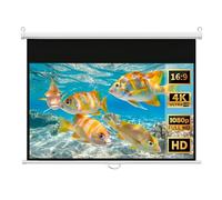 ZIHQRgE Manual Pull Down Projector Screen 100 inch Roll-Down Retractable Manual Screen w/Auto-Locking, Black Masking Border(60 Inch)