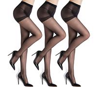 ZIHUA 5 Colors 3 Pairs Sheer Tights for Women, 20 Denier Control Top Sexy Shaping Women Black Tights, Gift Package(Black, S)