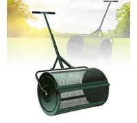ZIHXUN Compost Spreader 24" Peat Moss Spreader with T Shaped Garden Handle Steel Metal mesh Basket Spreader, Compost, Peat Moss, Topsoil, Seeding, Multi-Purpose Manure Spreader Roller