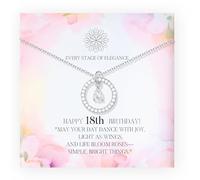 ZIIERMOSS 18th Birthday Gifts Girls,Thoughtful 18th Birthday Gifts with Card Interlocking Circles Silver Necklace Happy Birth Presents for Women Mun Wife Sister