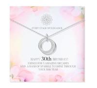 ZIIERMOSS 30th Birthday Gifts for Women,Thoughtful 30th Birthday Gifts with Card Interlocking Circles Silver Necklace Happy Birth Presents for Women Mun Wife Sister