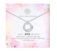 ZIIERMOSS 40th Birthday Gifts for Women,Thoughtful 40th Birthday Gifts with Card Interlocking Circles Silver Necklace Happy Birth Presents for Women Mun Wife Sister